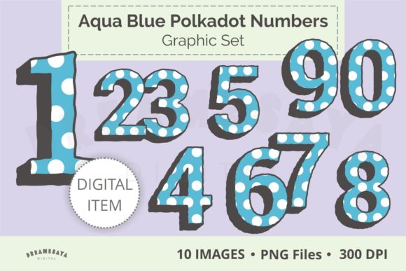Aqua Blue Polkadot Numbers Clipart Set: A Versatile Digital Resource for Creative Projects