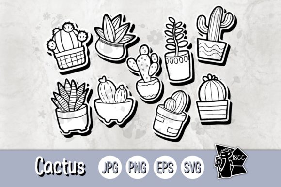 Cactus Clipart Stickers BW: Strategic Decorative Design Elements for Modern Creatives