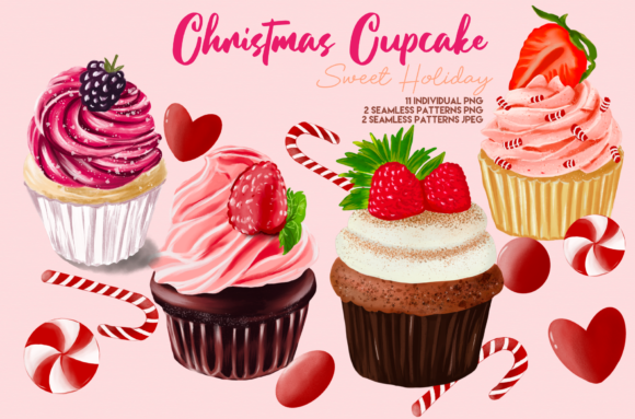 Christmas Cute Cupcake Clipart: A Sweet Addition to Your Creative Projects