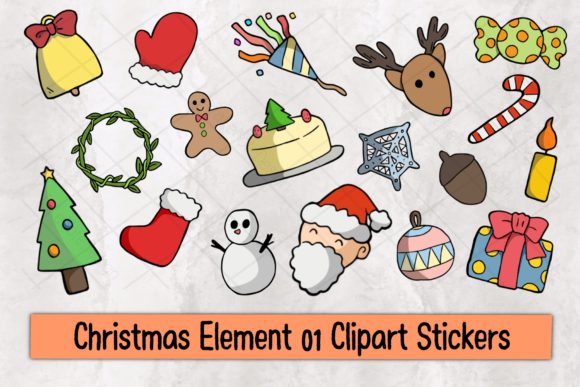 Christmas Element 01 Clipart Stickers