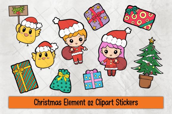 Christmas Element 02 Clipart Stickers: Strategic Decorative Assets for Creative and Professional Use