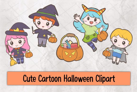 Cute Cartoon Halloween Clipart for Creative Projects and Decor