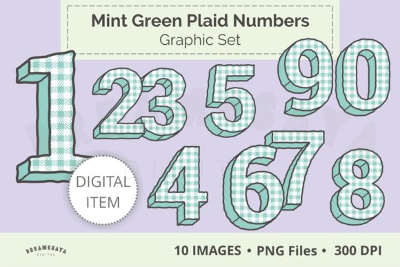 Cute Mint Green Plaid Number Clipart Set: A Versatile Tool for Creative Projects