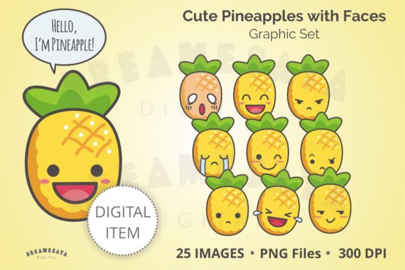 Cute Pineapple Emoticons: A Playful Addition to Your Creative Projects