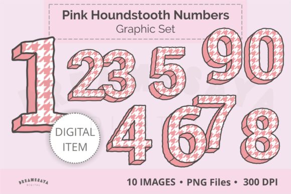 Cute Pink Houndstooth Number Clipart Set: A Versatile Digital Resource for Creative Projects