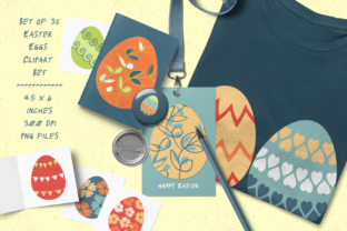 Decorative Easter Eggs Clipart Set of 32