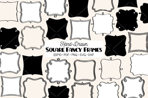 Fancy Square Frames Border Monogram: Elevate Your Creative Projects with Decorative Doodles