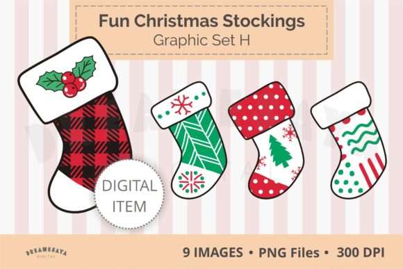 Fun Christmas Stockings PNG Clipart