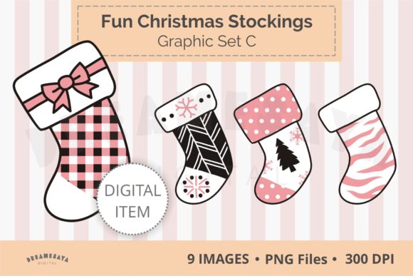 Fun Christmas Stockings Png Clipart C: A Digital Asset for Creative Holiday Projects