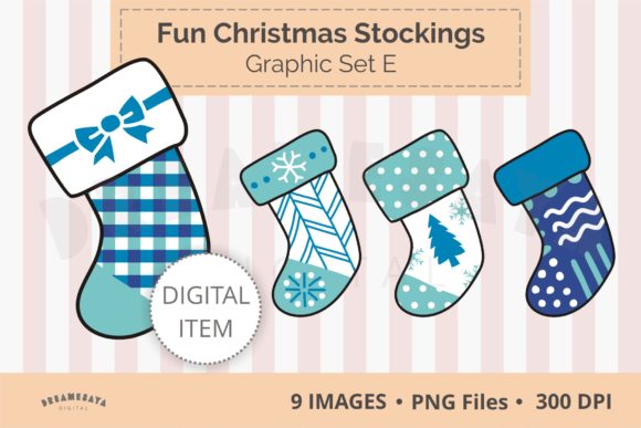 Fun Christmas Stockings Png Clipart E: A Digital Decor Solution for Creative Projects