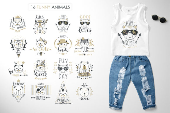Funny Doodle Animals Set for Creative Projects