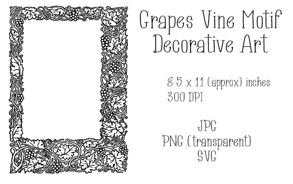 Grapes Vine Motif Decorative Art: A Versatile Design Element for Creative and Commercial Applications