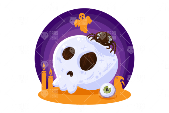 Halloween Scary Skull Illustration: A Versatile Design Element for Modern Creative Projects