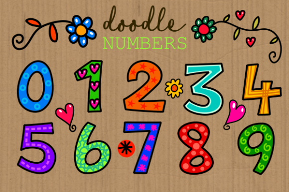 Hand Drawn Doodle Numbers Folk Art: A Unique Decorative Element for Creative Projects