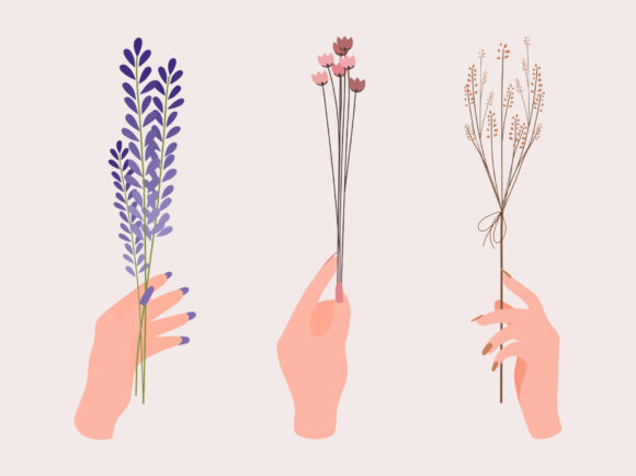 Hand with Flowers Vector Illustration