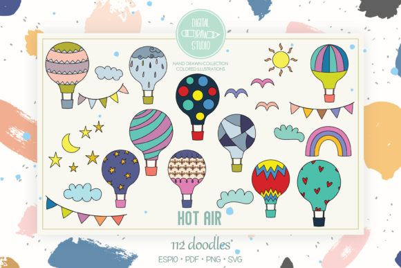 Hot Air Balloons, Color, Cloud, Rainbow: A Creative Bundle for Designers and Craft Enthusiasts