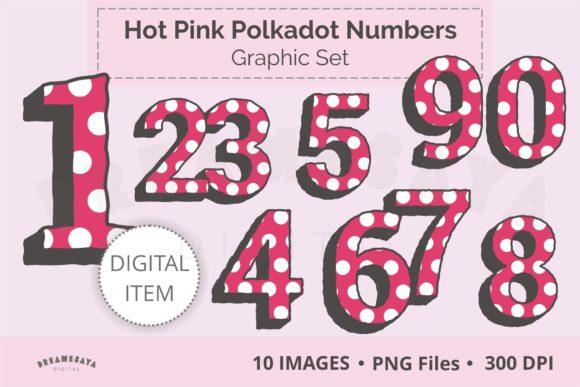 Hot Pink Polkadot Numbers Clipart Set: A Versatile Design Resource for Creative Projects