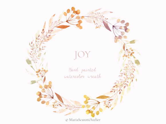 JOY Hand Painted Watercolor Wreath: A Versatile Design Asset for Creative and Professional Projects