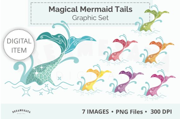 Magical Mermaid Tails Doodle Clip Art: A Versatile Tool for Creative Projects