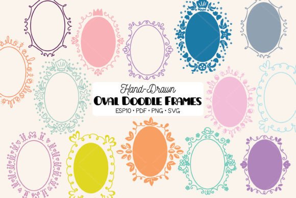 Oval Frame Color Round Wreath Border