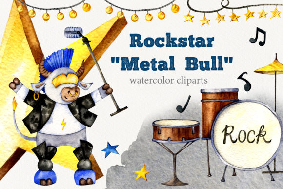 Rockstar Metal Bull: A Creative Guide to Hand-Drawn Watercolor Designs for 2021
