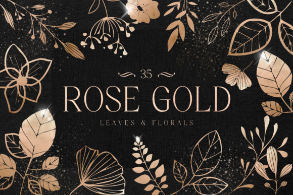 Rose Gold Leaves Florals Foil Elements: A Versatile Design Resource for Creative Projects