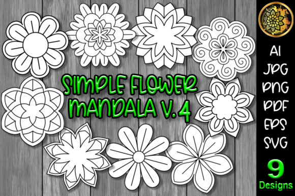 Simple Flower Mandala Set-4: A Versatile Digital Art Resource for Creative Projects