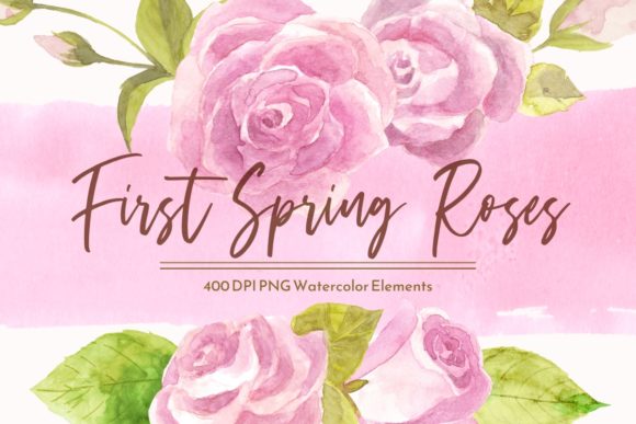 Spring Pink Roses Watercolor Clipart Set: A Versatile Design Resource for Creative Projects