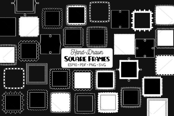 Square Frames White Hand Drawn Border for Creative Projects