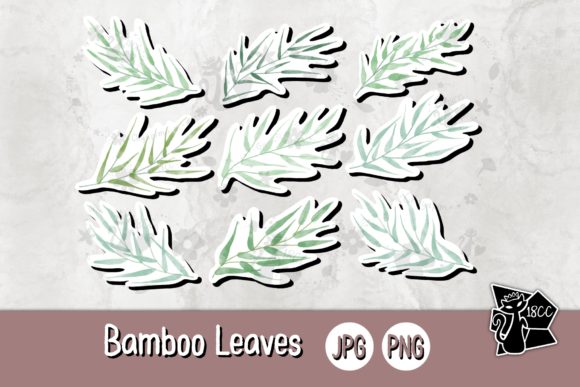 Watercolor Bamboo Leaves Clipart Sticker: A Versatile Decorative Design Element for Digital and Print Projects