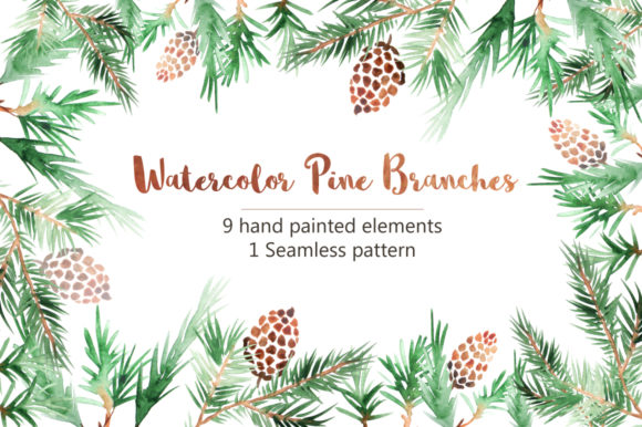 Watercolor Pine Branches Set: A Versatile Tool for Creative Projects