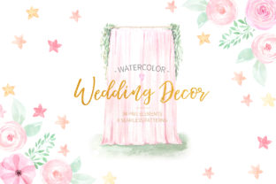 Watercolor Wedding Decor Set