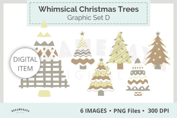 Whimsical Christmas Trees PNG Clipart
