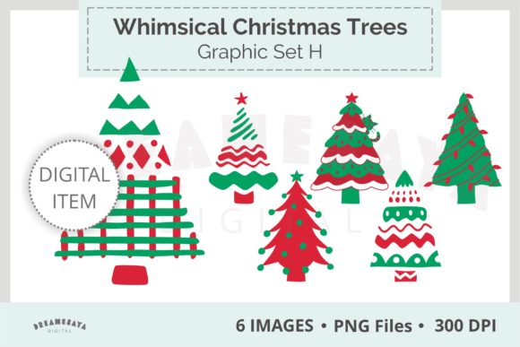 Whimsical Christmas Trees PNG Clipart