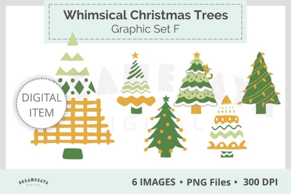 Whimsical Christmas Trees PNG Clipart F