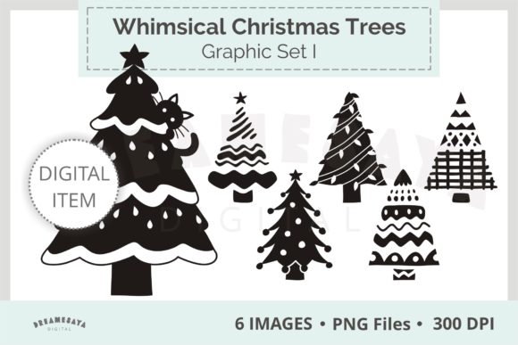 Whimsical Christmas Trees Png Clipart I: A Festive Addition to Your Creative Projects